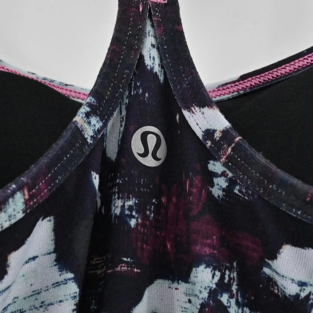Lululemon Power Y Tank Top Womens Size 6 Purple Blossom Multi Racerback Yoga Gym